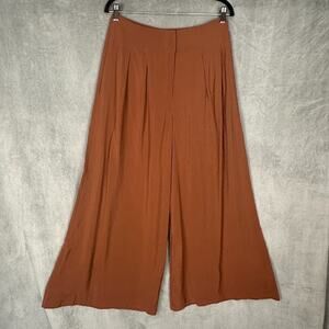 Anthropologie Pants Womens 6 Brown Pleated Wide Leg Career Preppy Minimalist